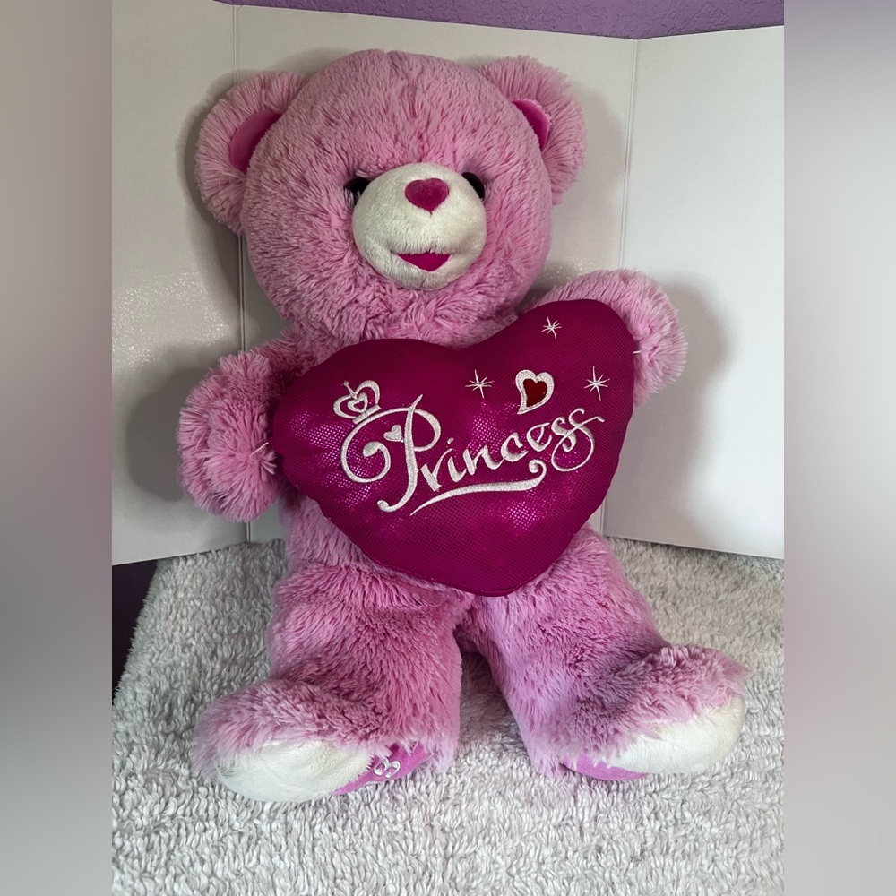 2013 Pink Stuffed Animal 24” Bear Holding Heart W/“Princess” Word Plush Dan Dee